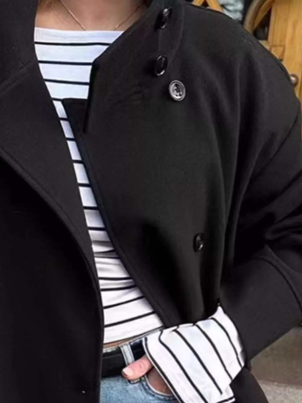 Wool Blend Long Sleeve Outerwear, image 6