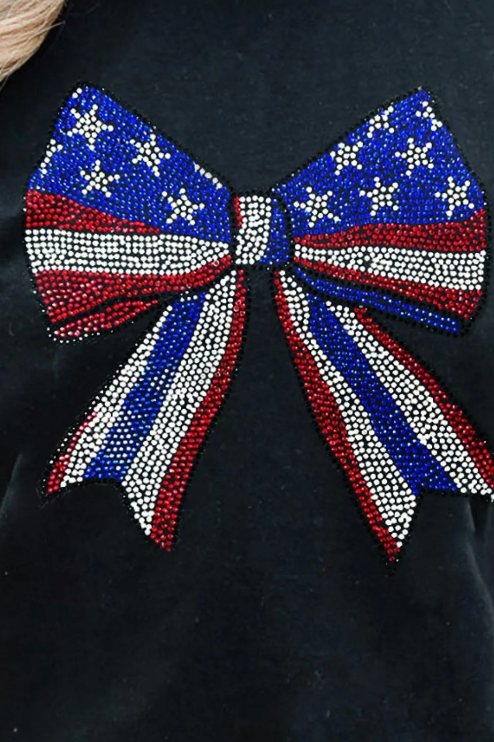 Bow Rhinestone Round Neck T-Shirt, image 4