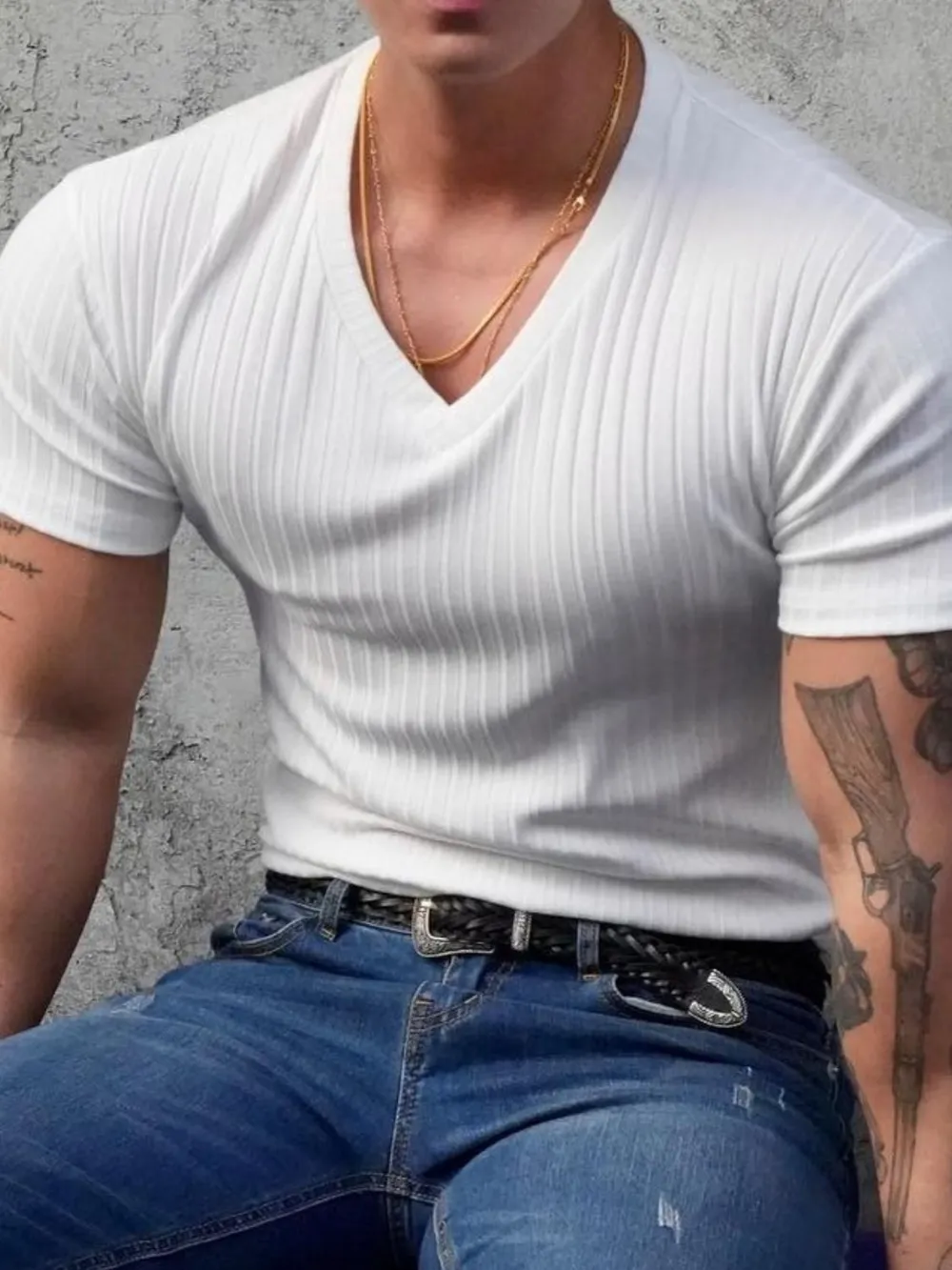 Men's Plus Size V-Neck Short Sleeve T-Shirt, image 3