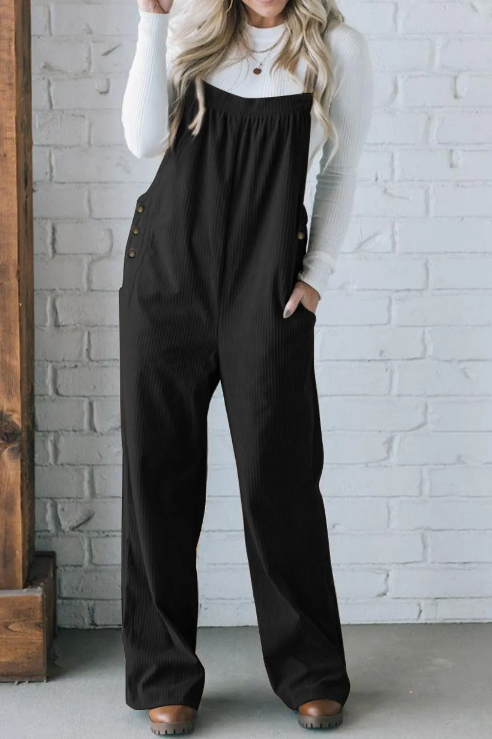 Square Neck Wide Strap Overalls, image 9