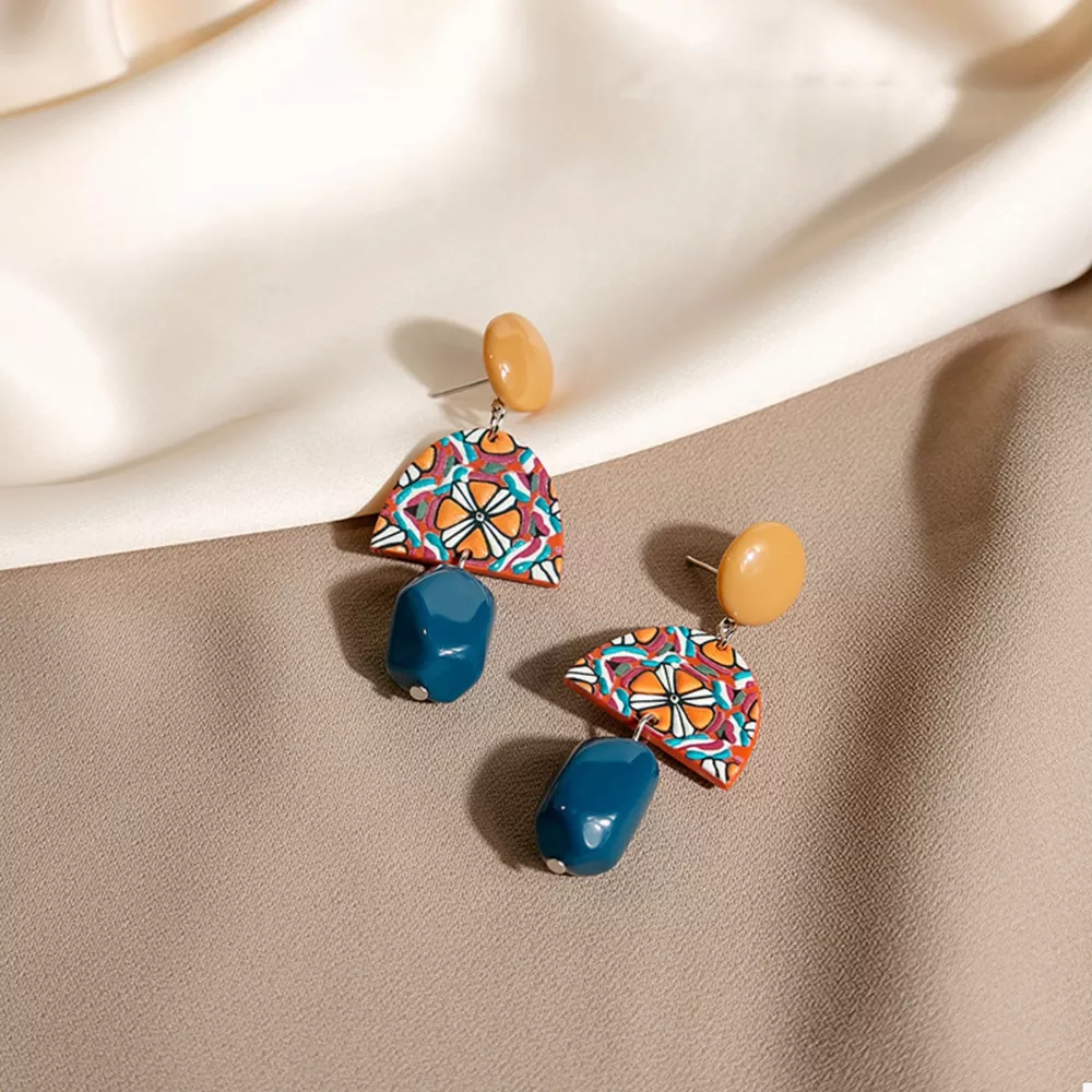 Geometric Pattern Drop Earrings