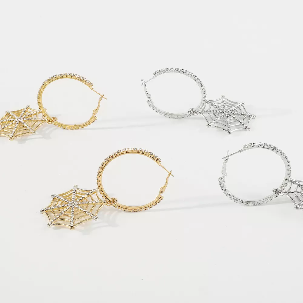 Halloween Spider Web Dangle Hoop Earrings, image 13