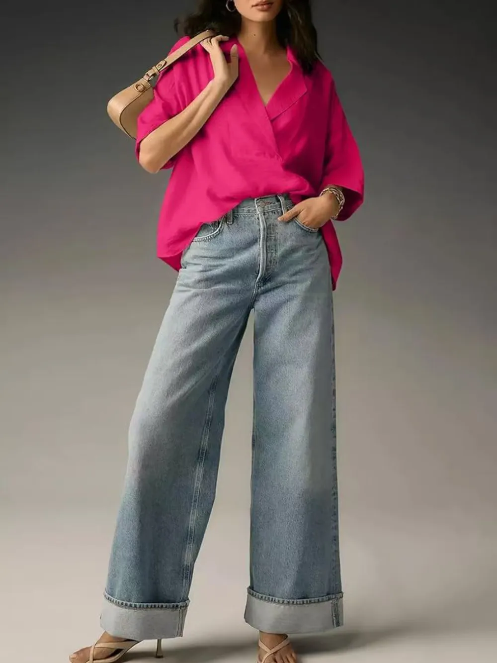 Collared Neck Half Sleeve Blouse, image 6