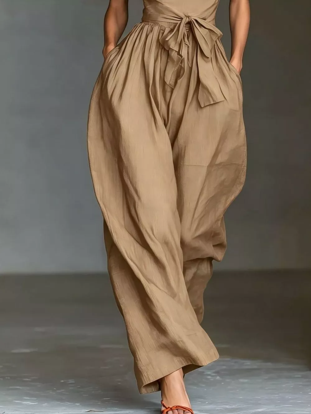 Halter Neck Wide-Leg Jumpsuit with Waist-Tie Detail, image 19