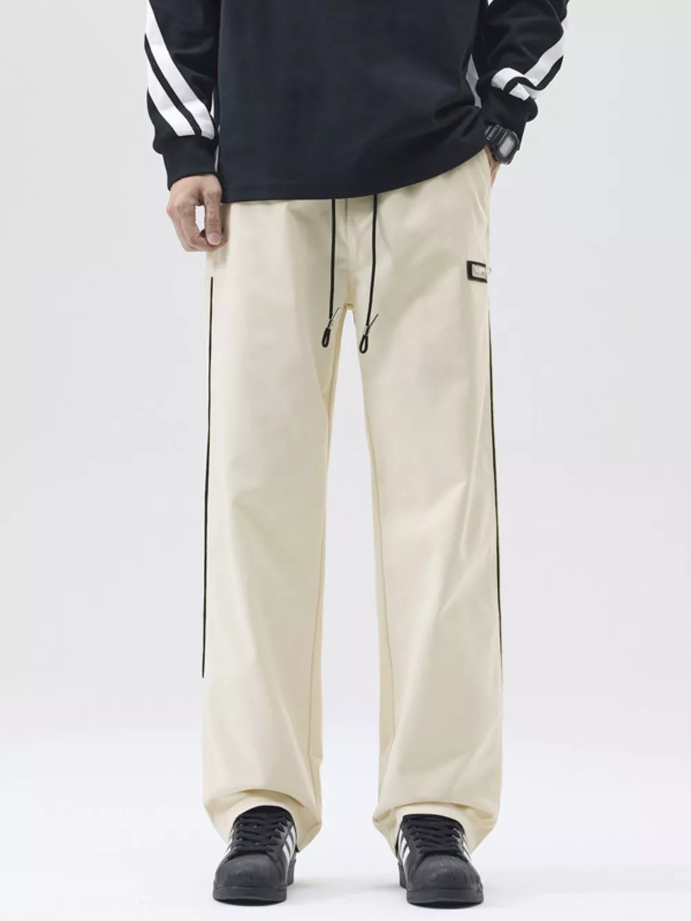 Men's Full Size Side Striped Wide Leg Casual Pants Plus Size