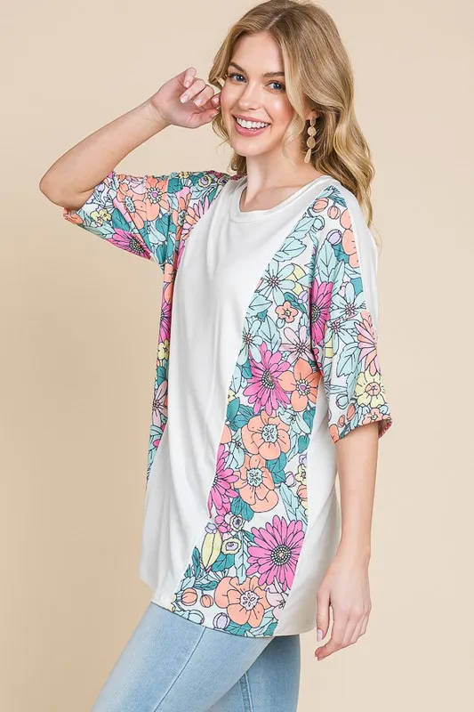 Floral Round Neck Half Sleeve T-Shirt, image 4