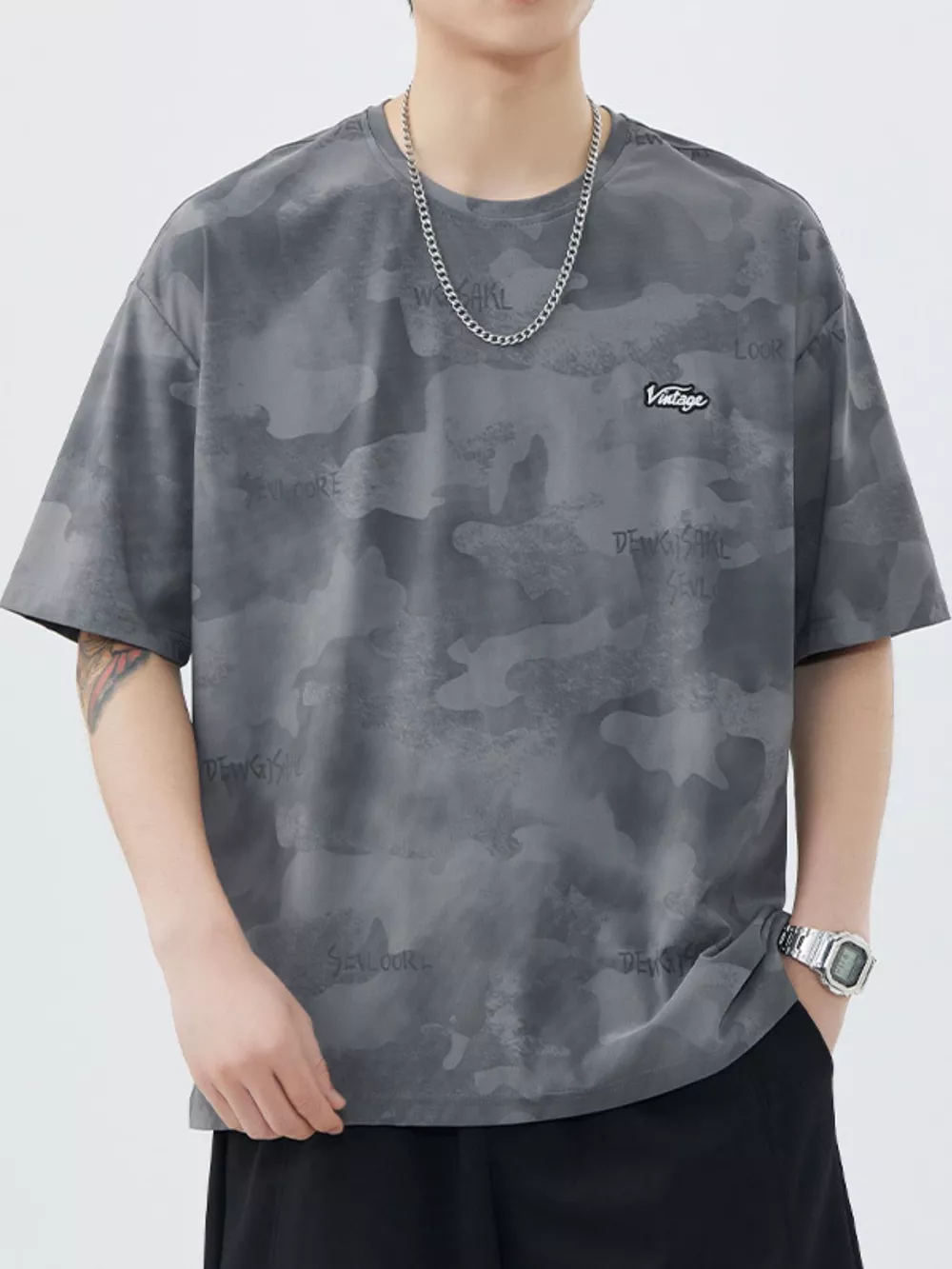 Men's Plus Size Round Neck Relaxed Fit T-Shirt, image 3