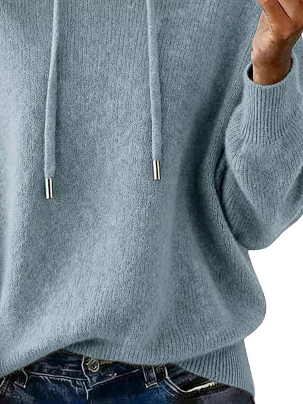 Drawstring Long Sleeve Hooded Sweater, image 10