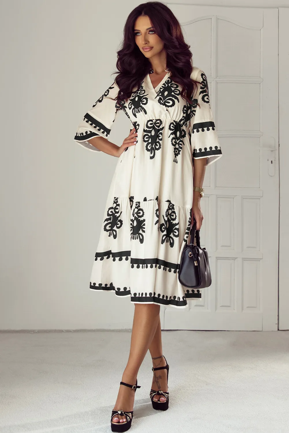 Printed Half Sleeve Knee Length Dress, image 6