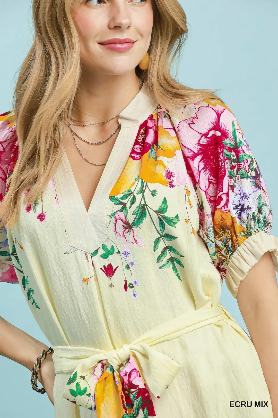 Mix Floral Border Print Midi Dress, image 5