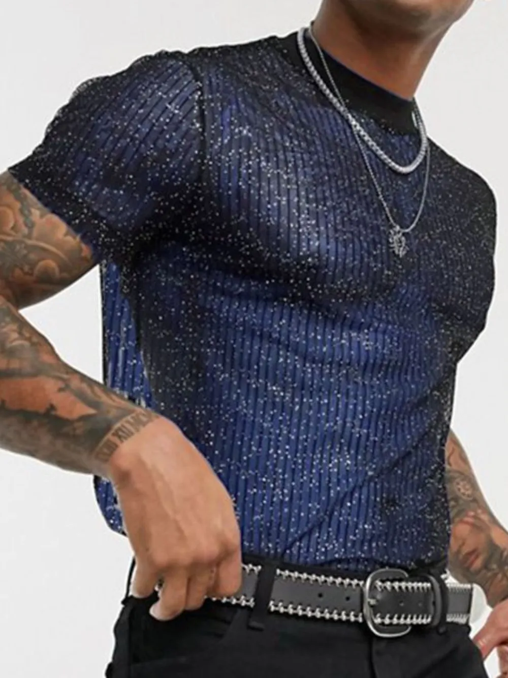 Men's Full Size Mock Neck Short Sleeve Top Plus Size, image 7