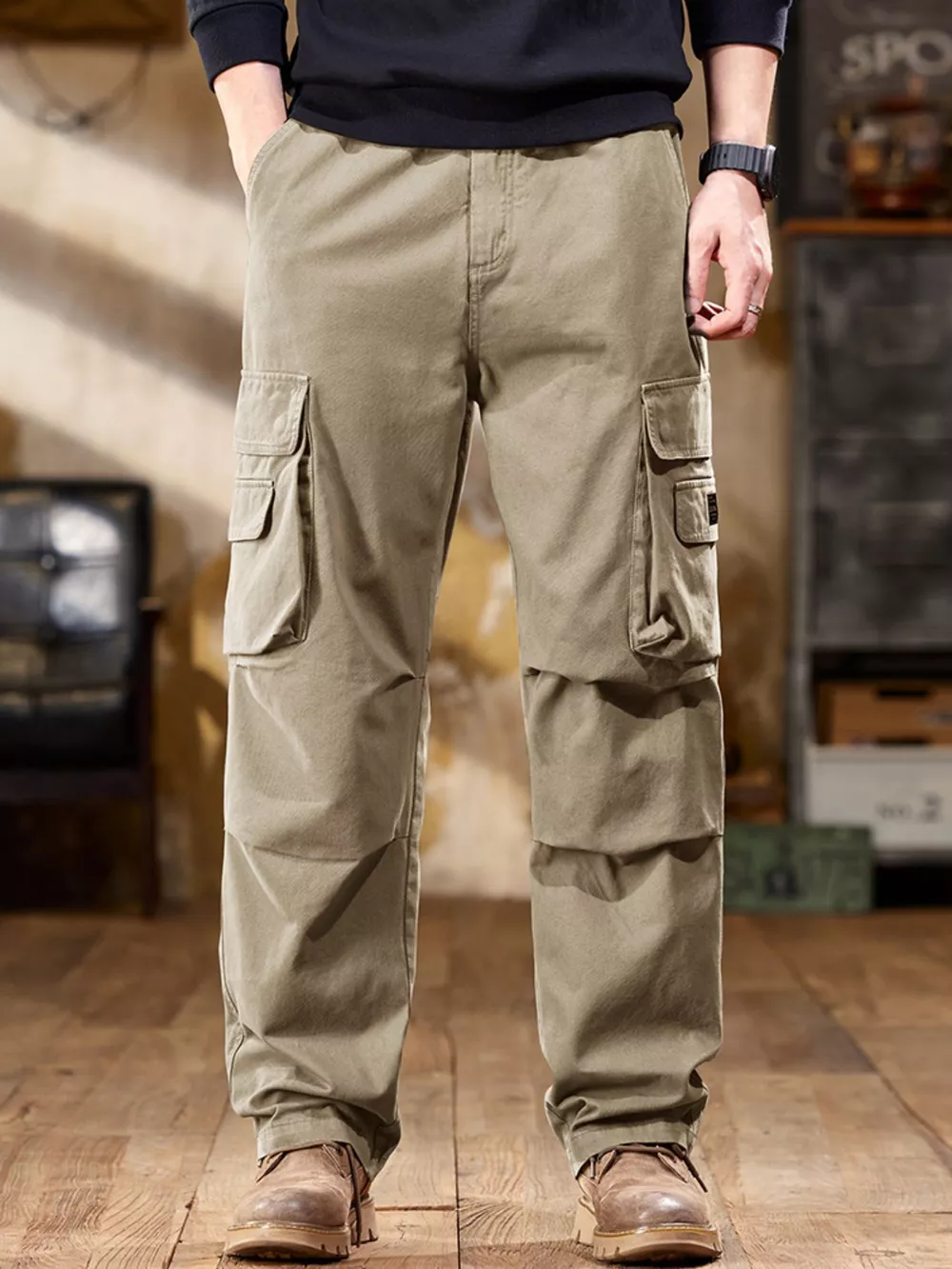 Men's Full Size Elastic Waist Cargo Pants Plus Size, image 10