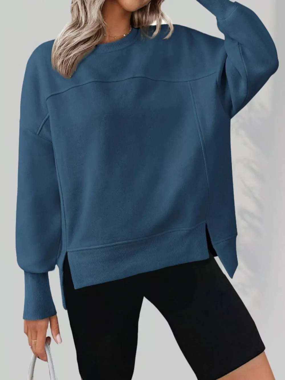 Casual Loose Side Slit Sweatshirt, image 4