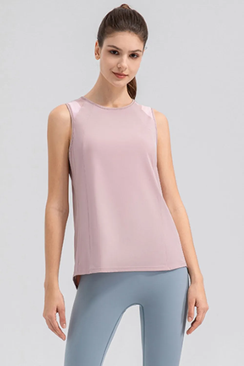 Round Neck Wide strap Active Tank, image 4