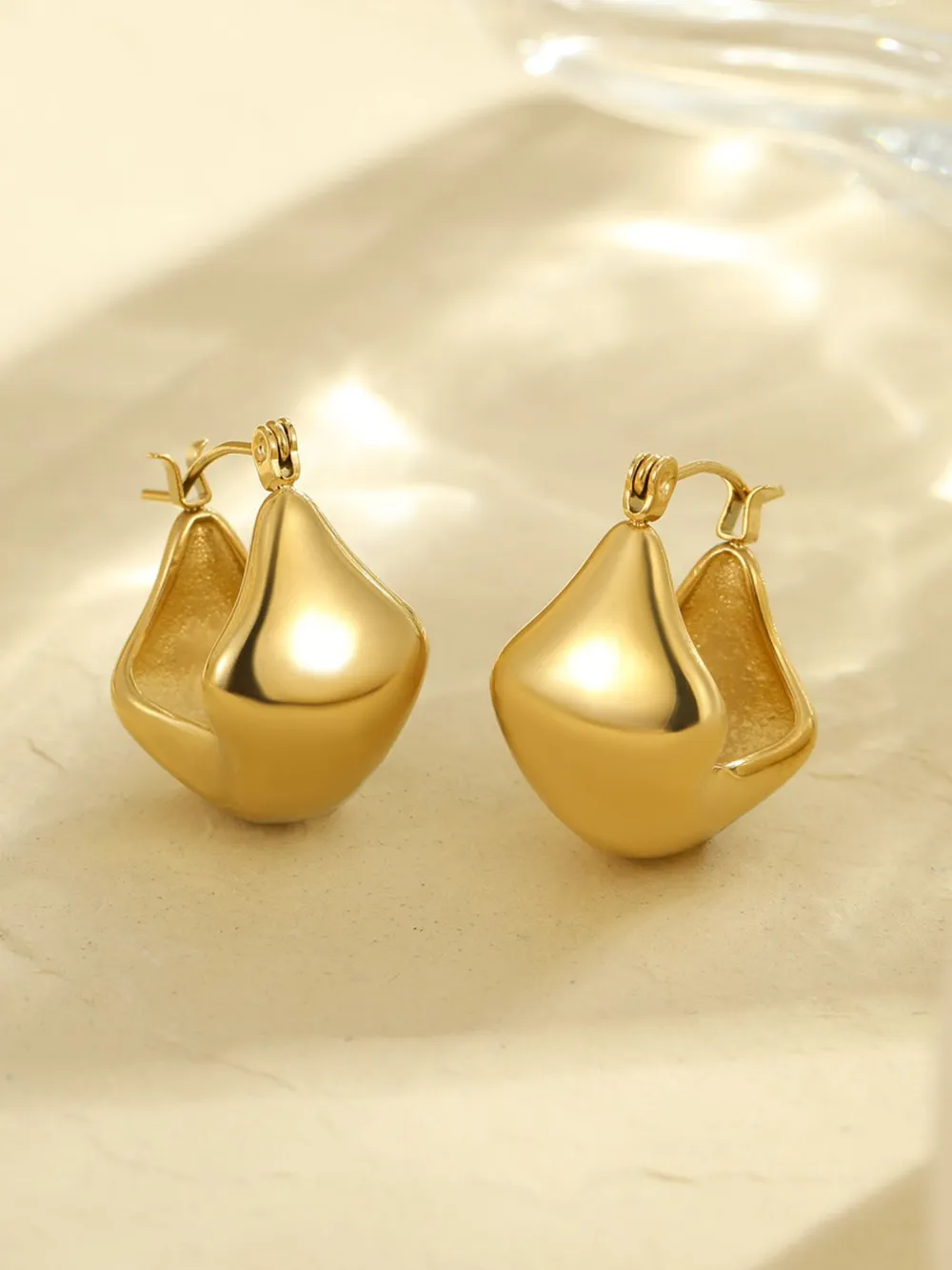18K Gold-Plated Stainless Steel Geometric Earrings, image 2