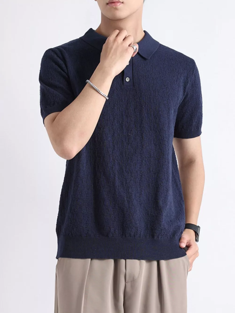 Men's Plus Size Button Detail Short Sleeve Polo, image 8