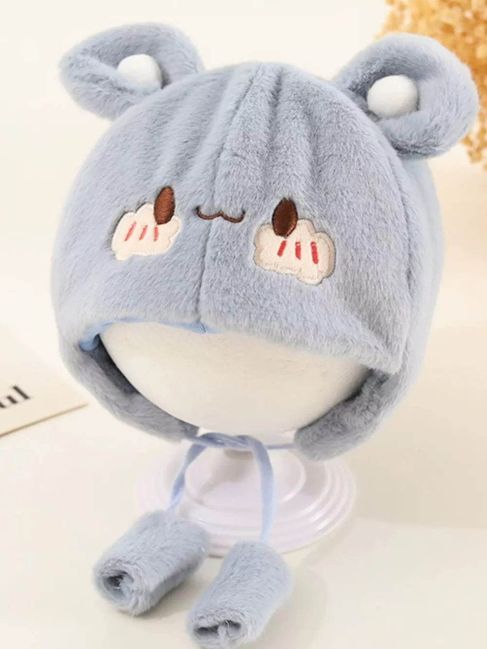Children's Cute Bear Ear Plush Hat, image 19