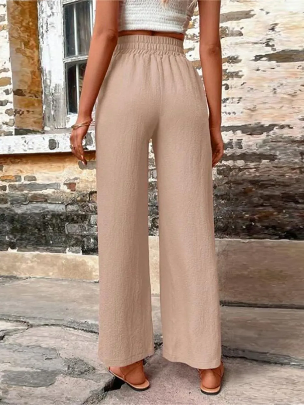 Tied High Waist Wide Leg Pants with Pockets, image 5