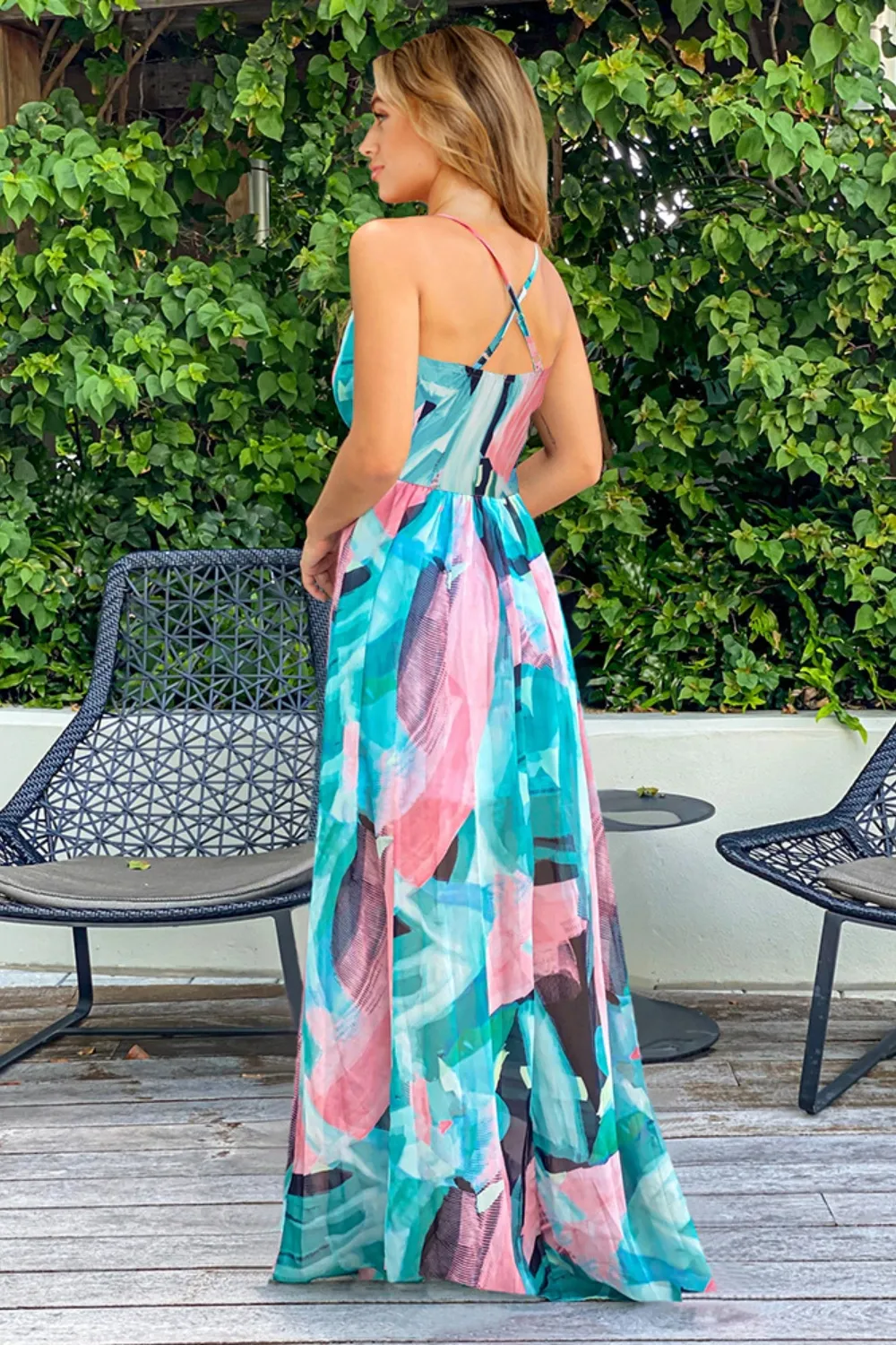 Crisscross Printed Surplice Cami Dress, image 10