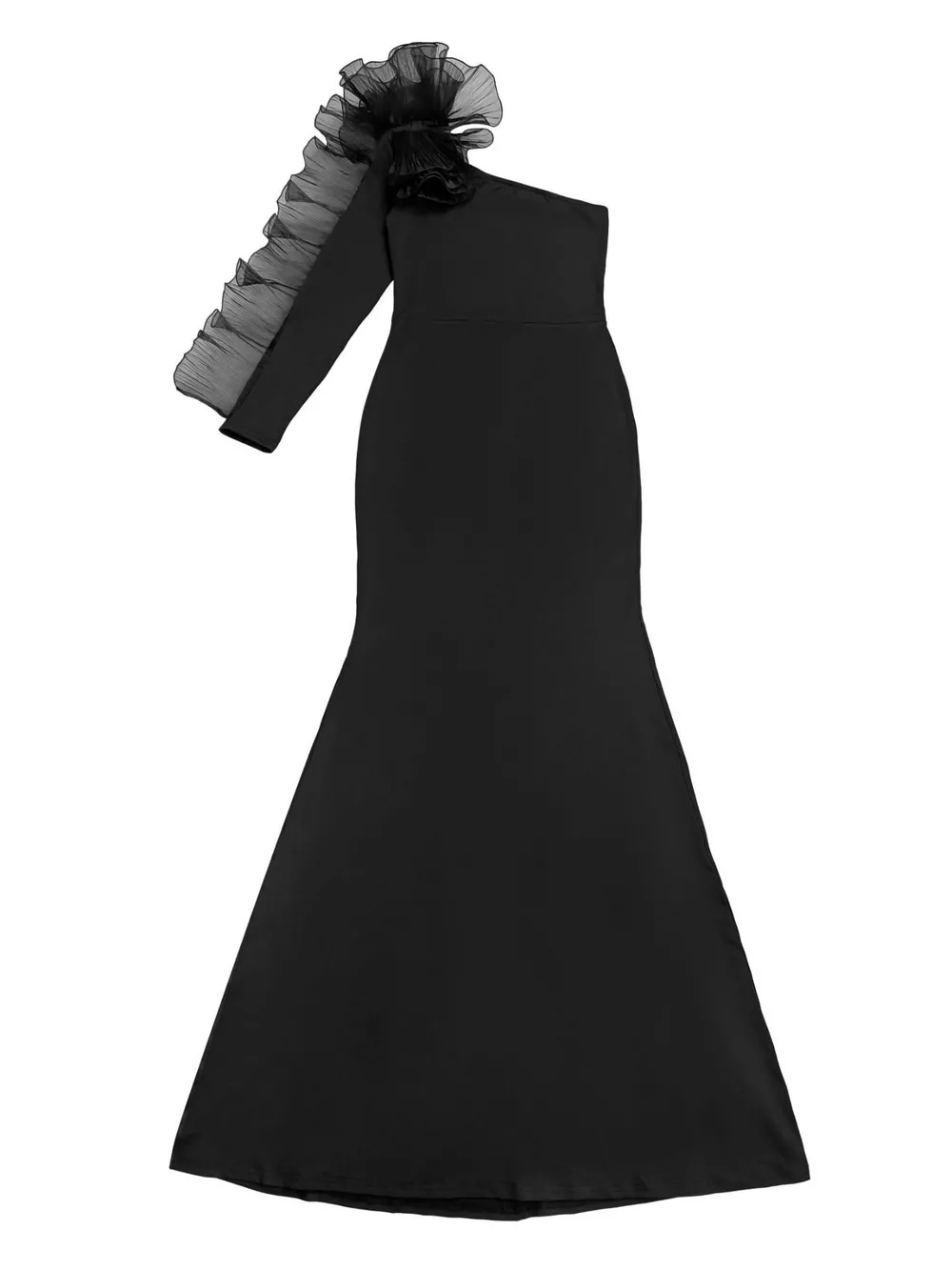 One-Shoulder Ruffled Mermaid Evening Maxi Dress, image 3