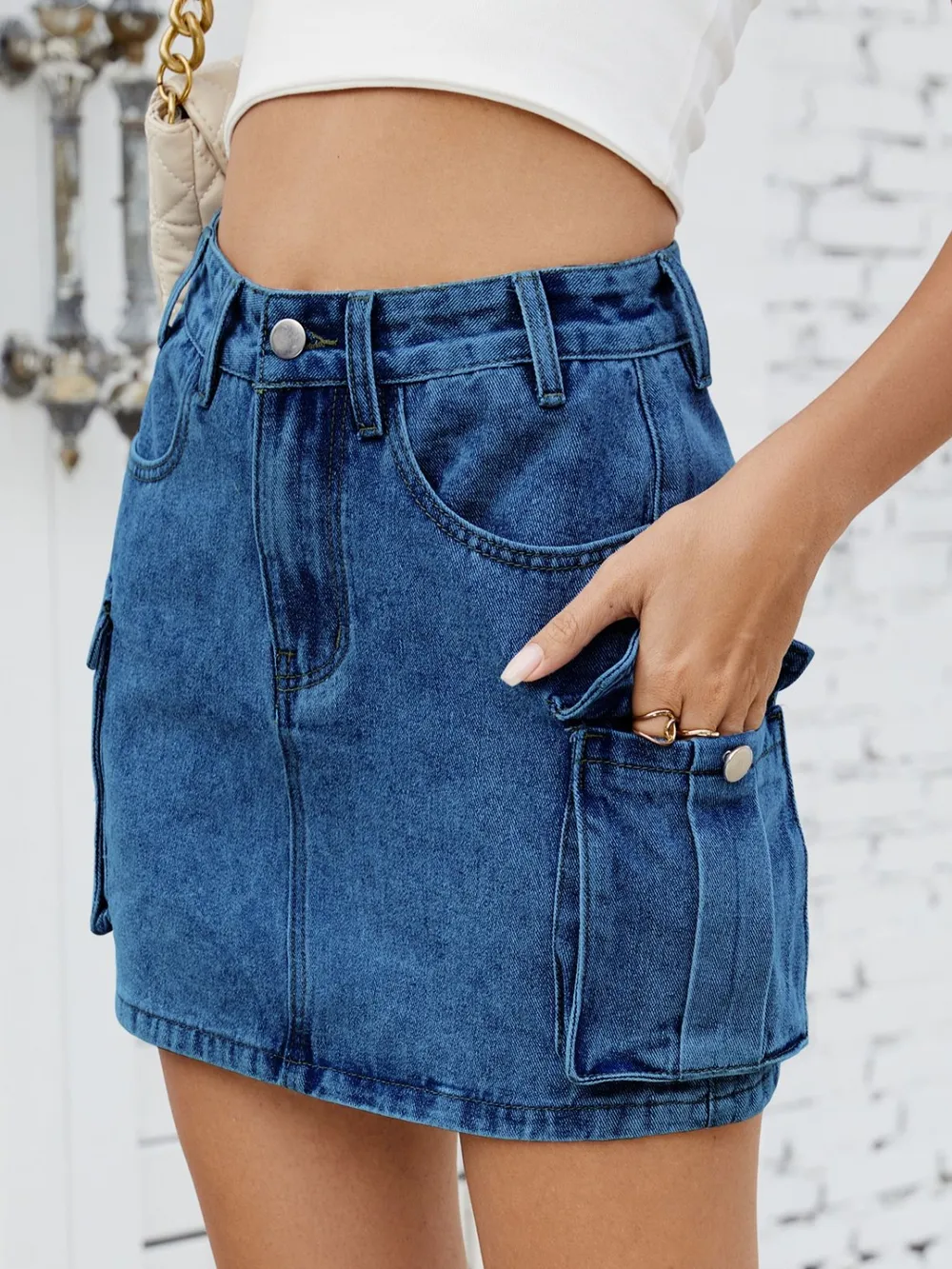 Cargo Denim Skirt, image 7