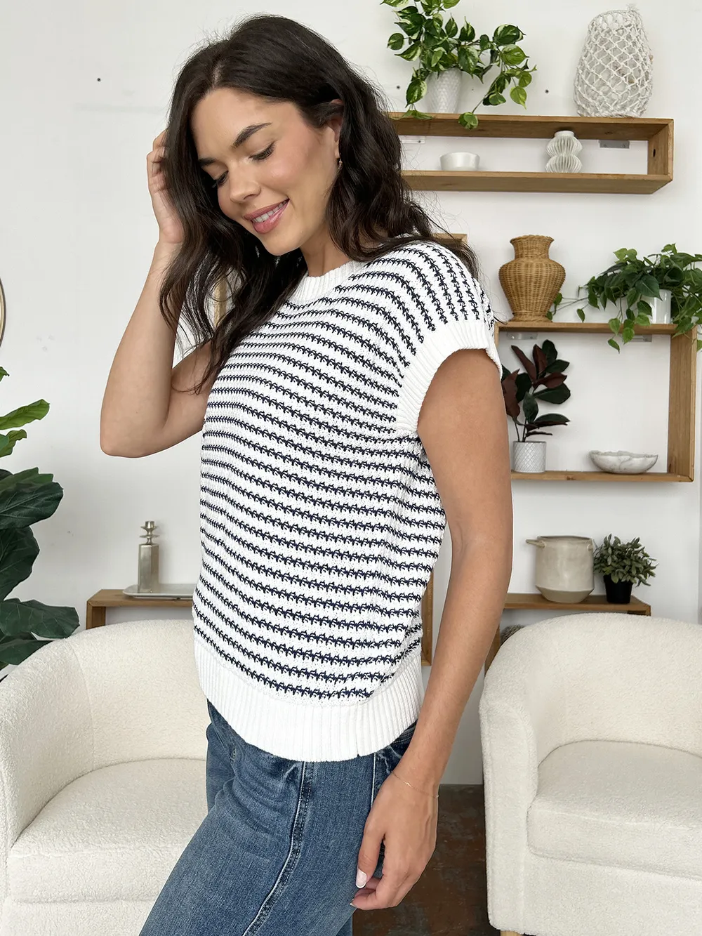 Striped Round Neck Sweater Vest, image 13