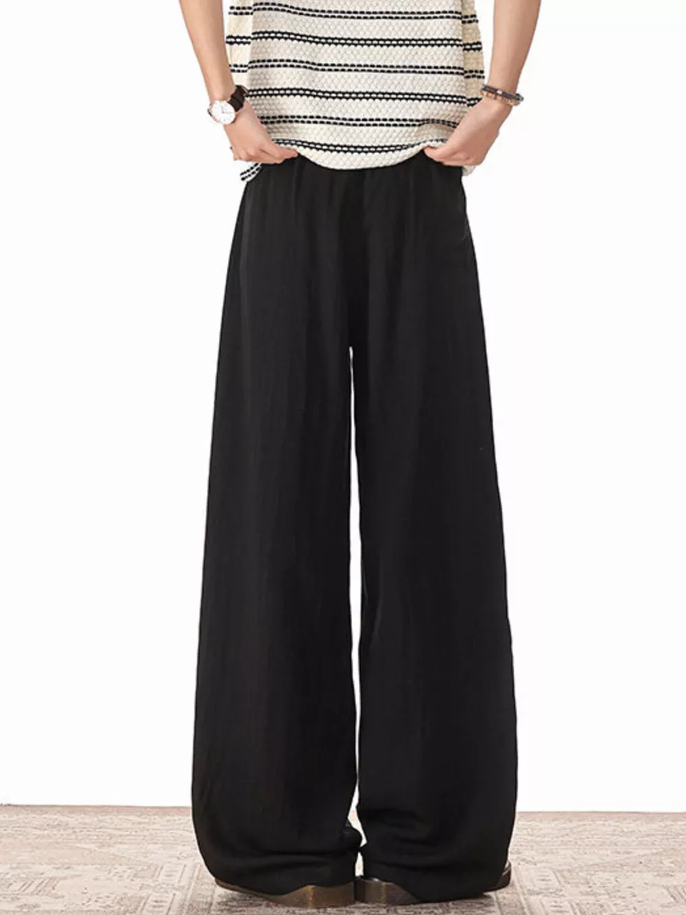 Men's Plus Size Wide Leg Drawstring Pants, image 6