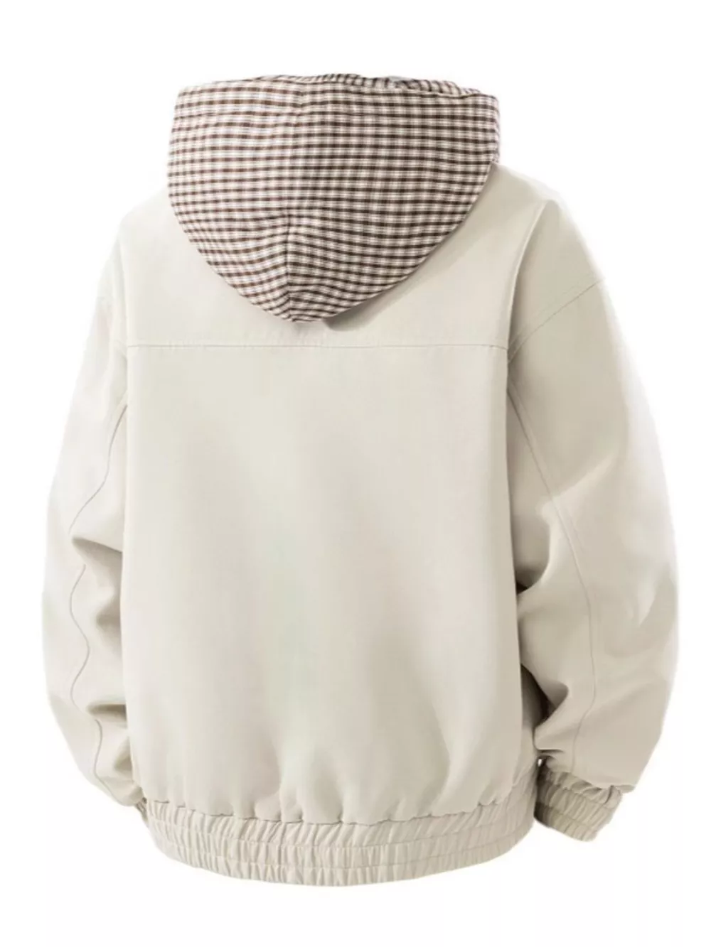Men's Plus Size Casual Plaid Hooded Windbreaker Jacket, image 2