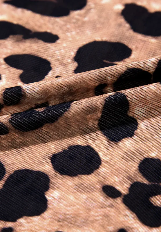 Leopard Round Neck Long Sleeve Blouse, image 8