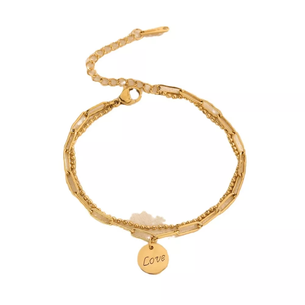 18K Gold-Plated Letter LOVE Charm Bracelet, image 3