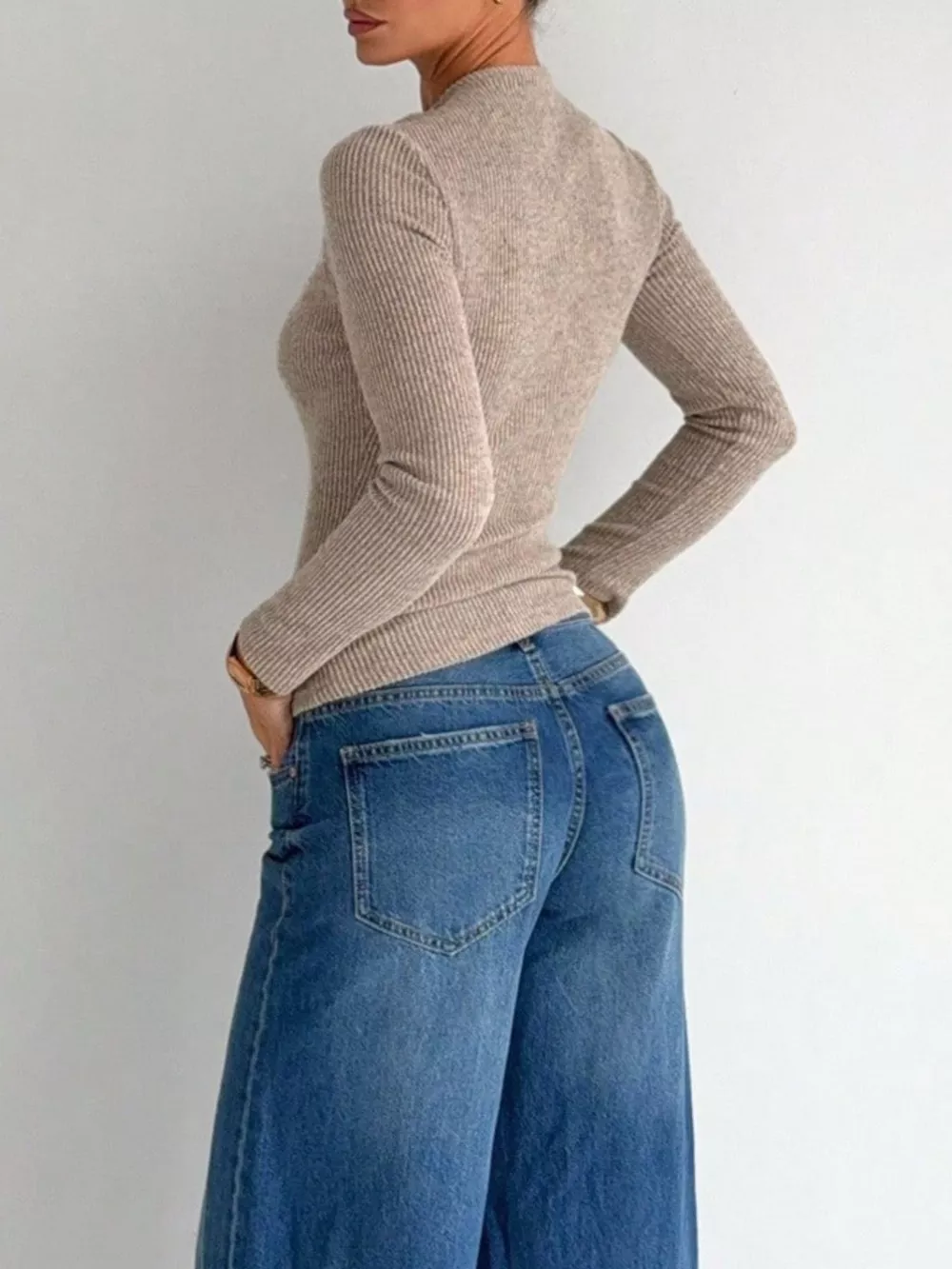 Twist-Front Cutout Ribbed Knit Top, image 5