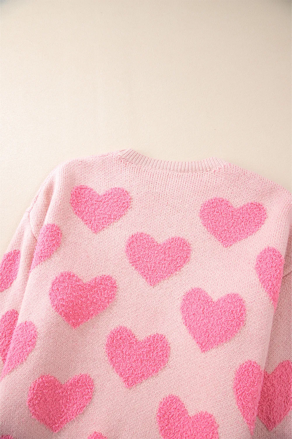 Valentine's Day Heart Jacquard Round Neck Sweater, image 6