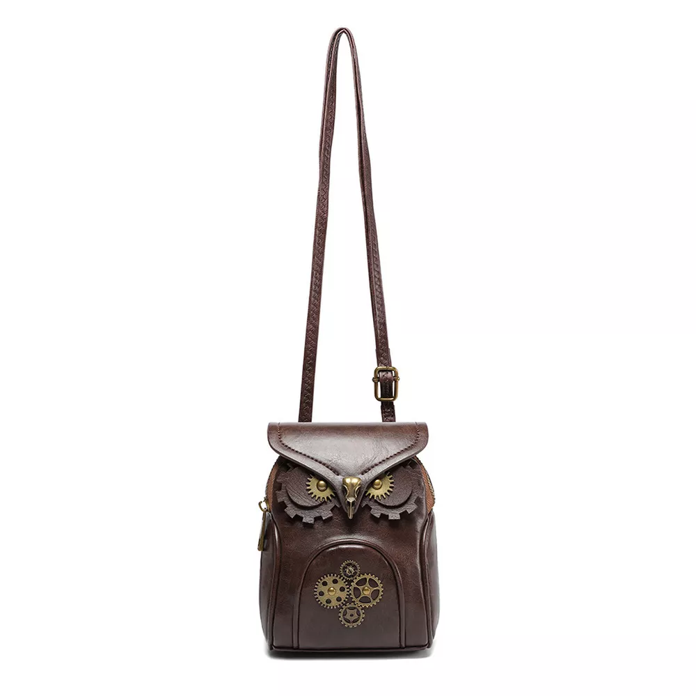 Steampunk Owl Design Crossbody Bag, image 9
