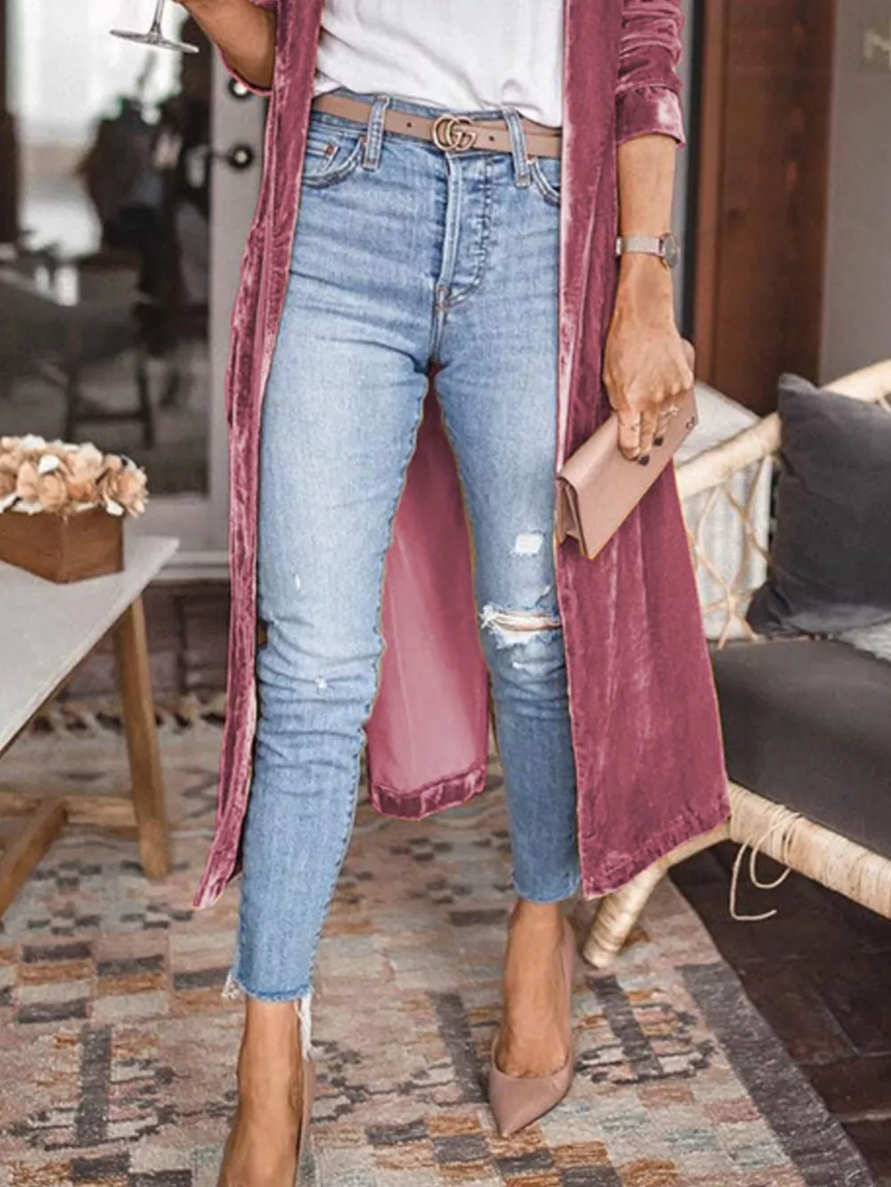 Open Front Long Sleeve Longline Cardigan, image 8