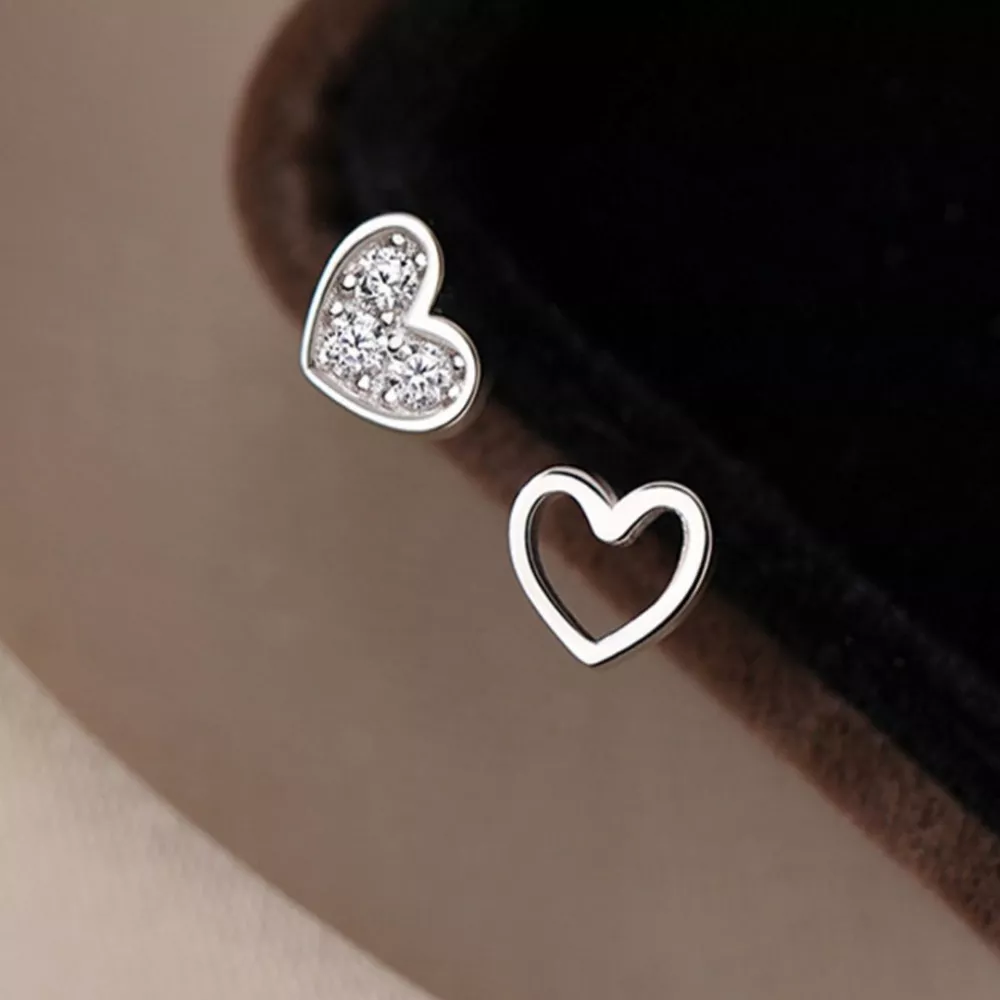 925 Sterling Silver Heart Stud Earrings, image 4