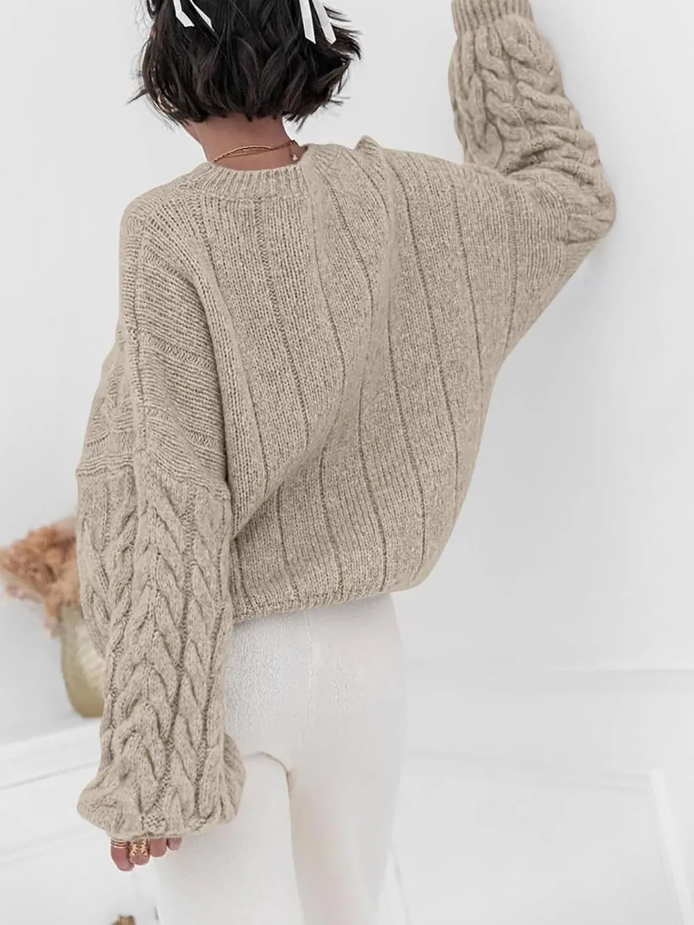 Cable Knit Long Sleeve Sweater, image 23