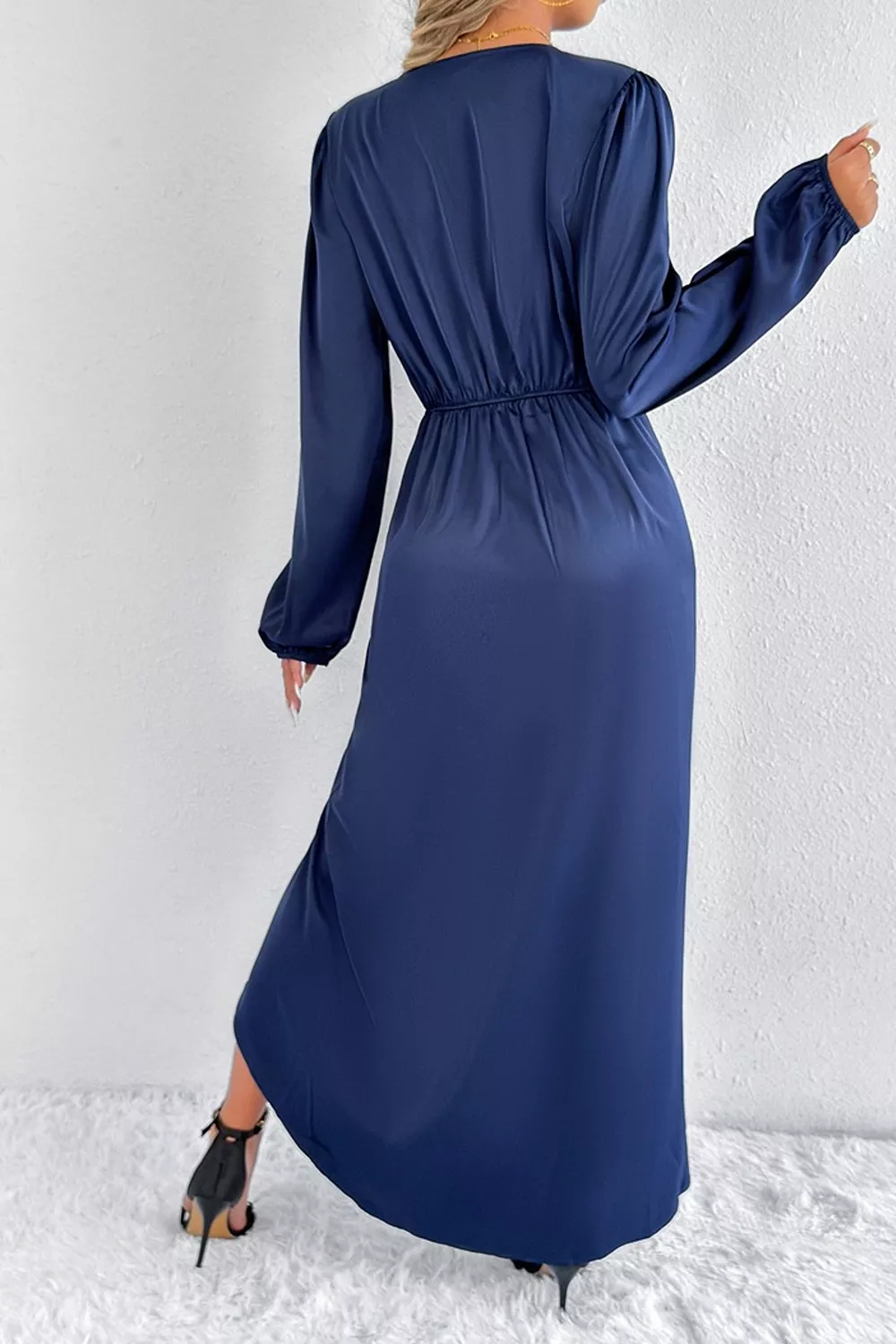 Satin Balloon Sleeve Midi Dress, image 10