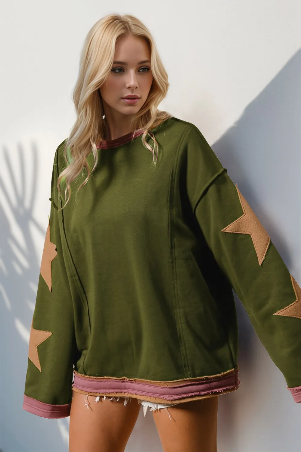 Star Patched Long Sleeve Sweatshirt, image 2
