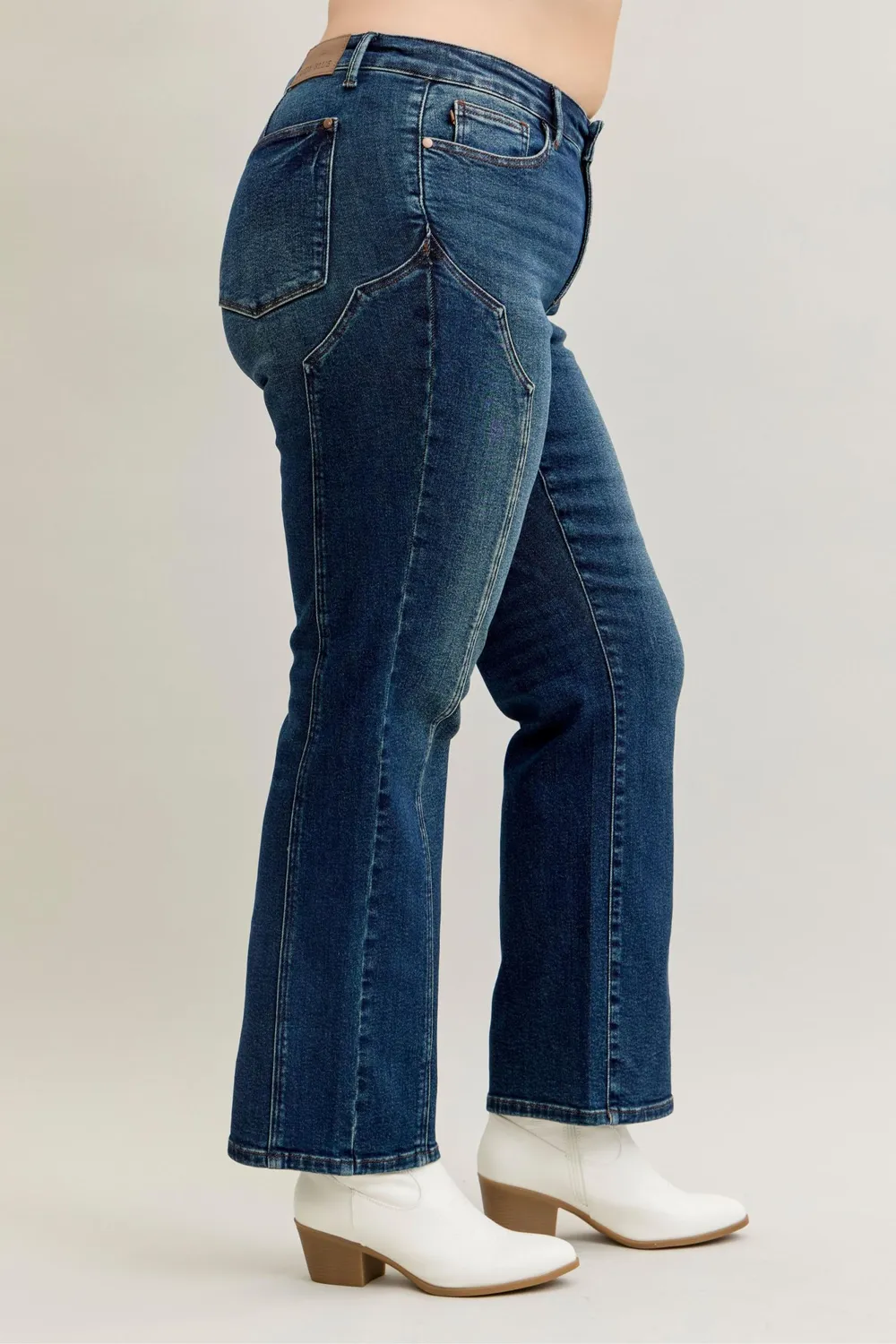 Full Size Seam Detail Straight Leg Jeans Plus Size, image 4