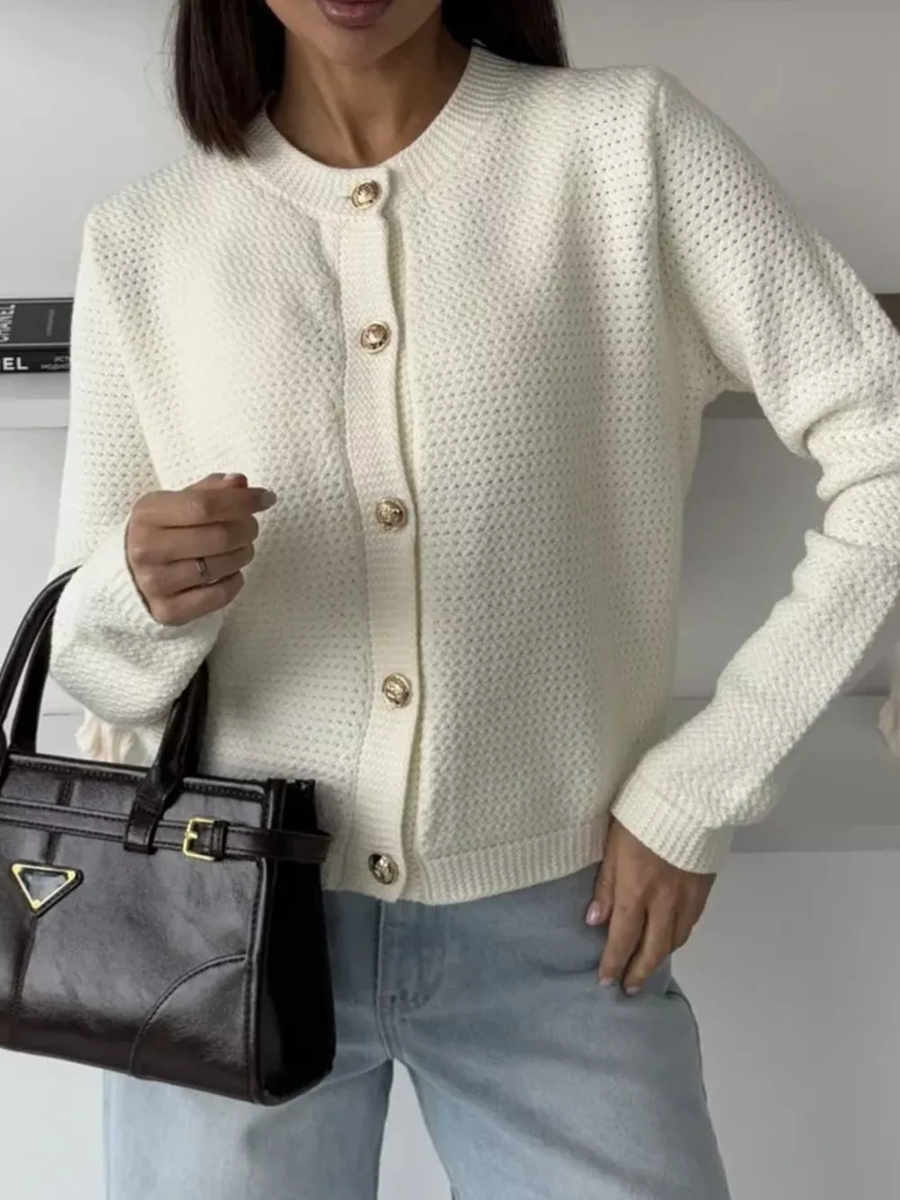Button Up Texture Knit Cardigan, image 11