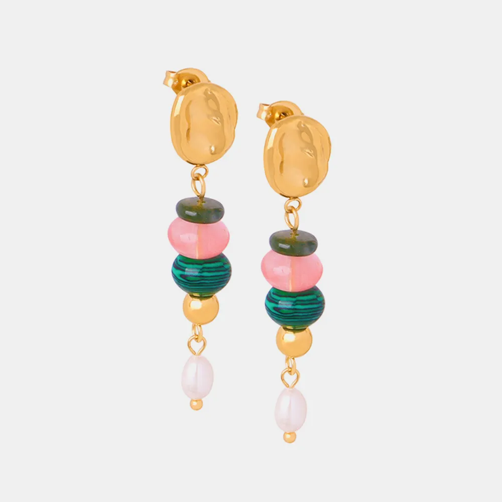 Natural Stone Freshwater Pearl Dangle Earrings, image 6