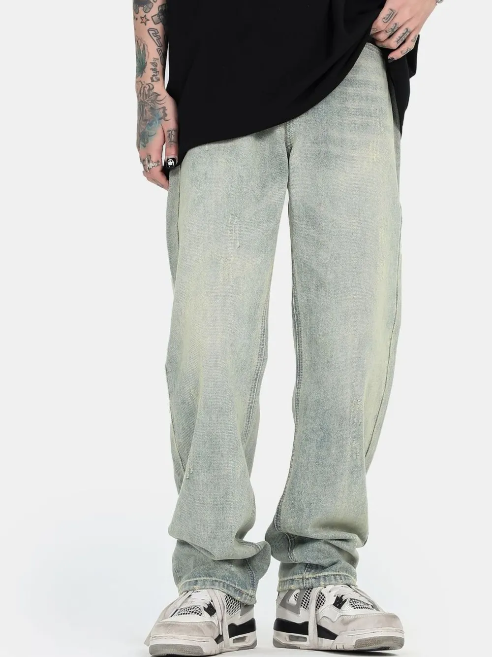 Men's Washed Straight Leg Jeans, image 3