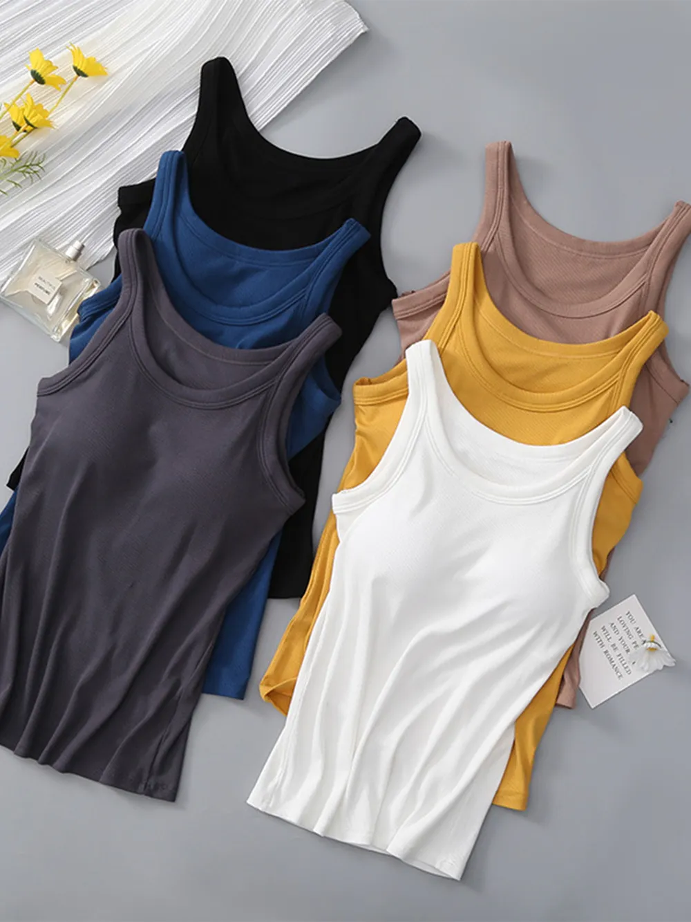 Round Neck Tank with Bra, image 8