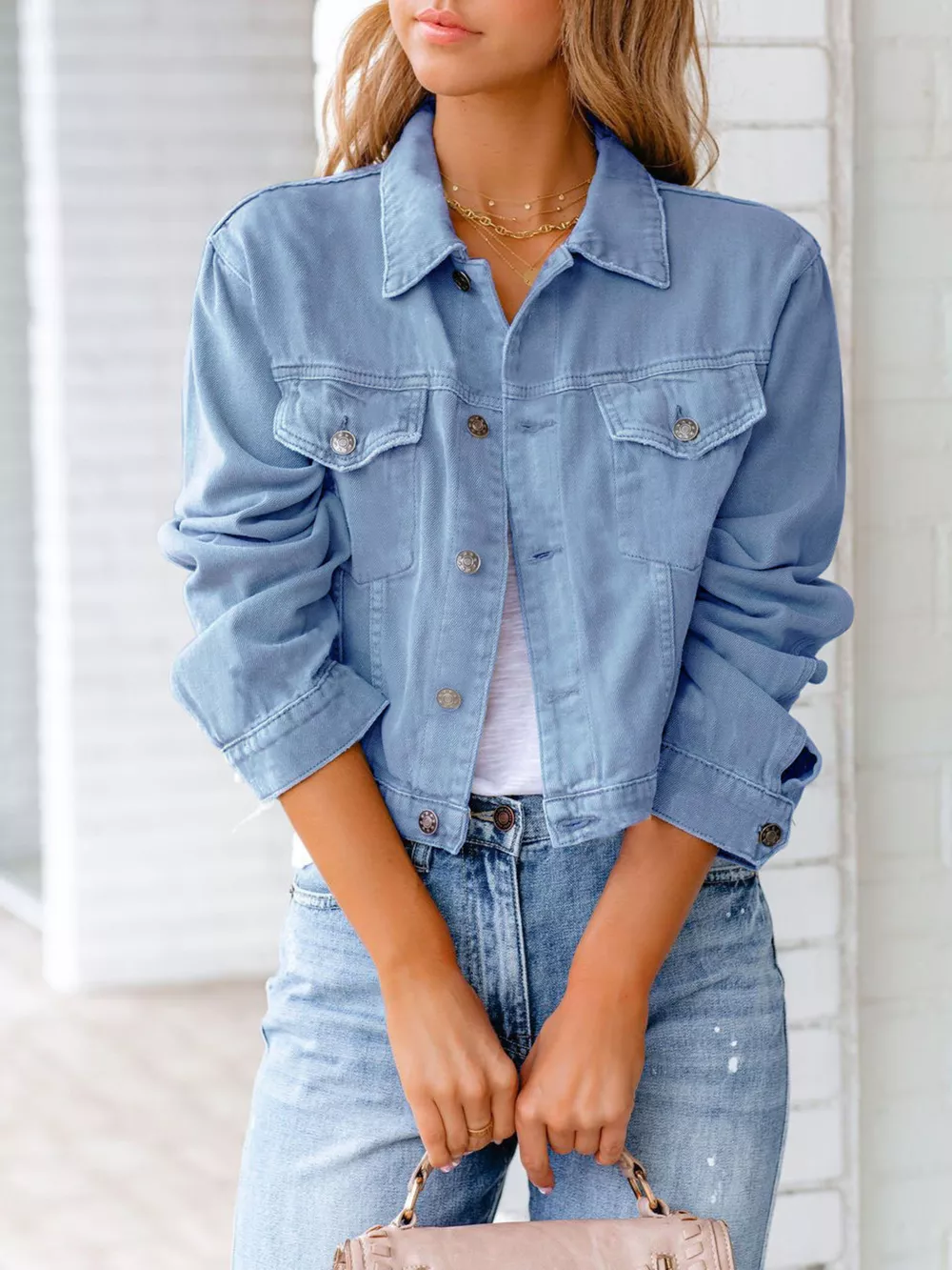 Button Up Long Sleeve Denim Jacket, image 10