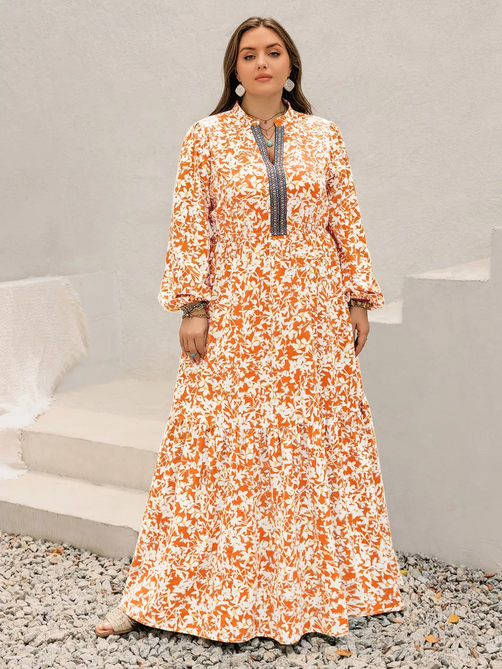 Plus Size Boho Floral Print Maxi Dress, image 5