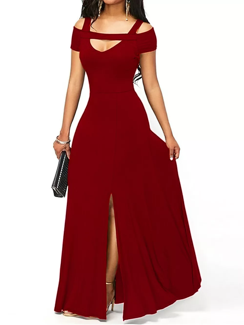 Elegant Off-Shoulder Slit Maxi Dress, image 10