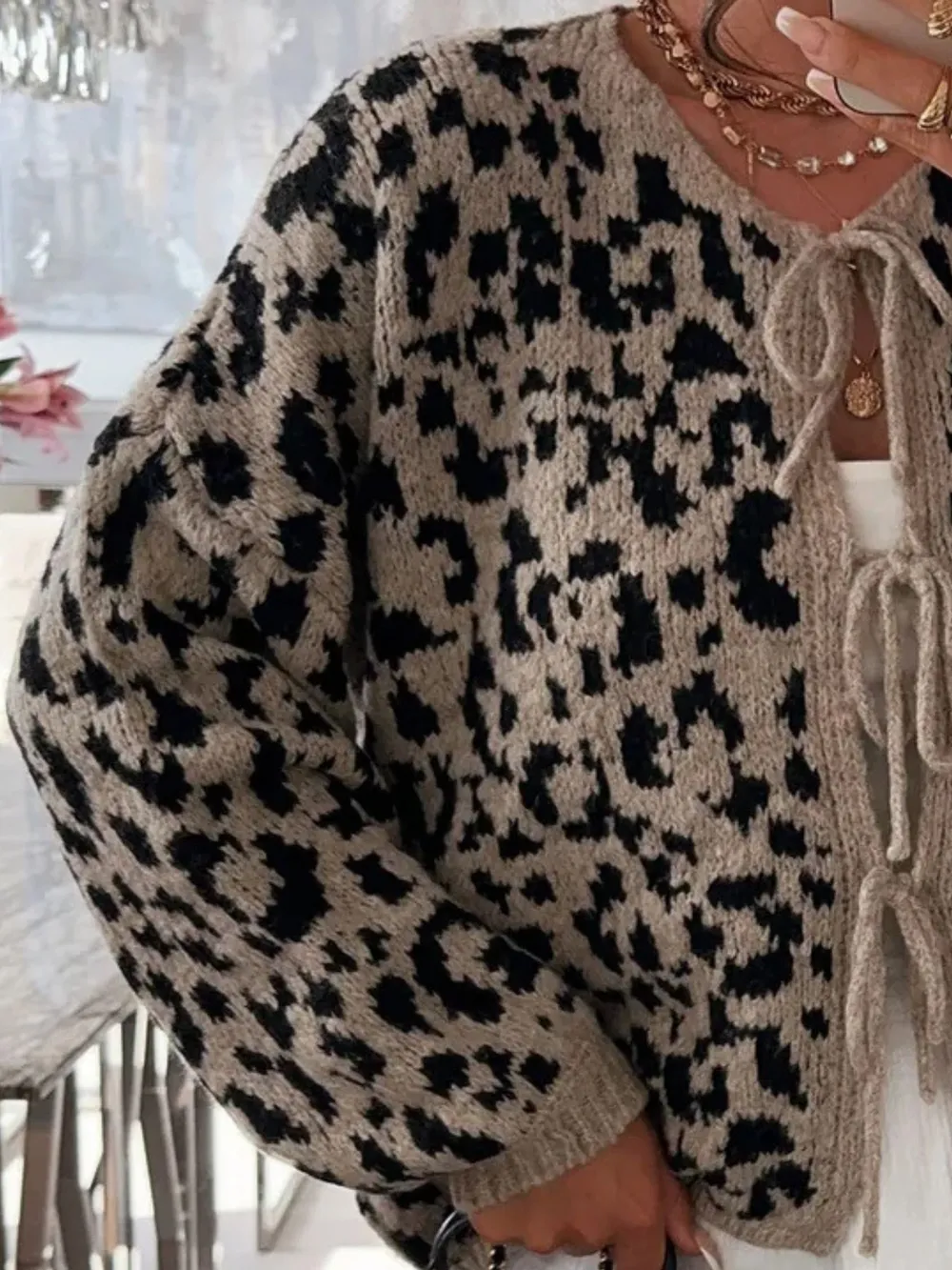 Leopard Tie Front Cardigan, image 28