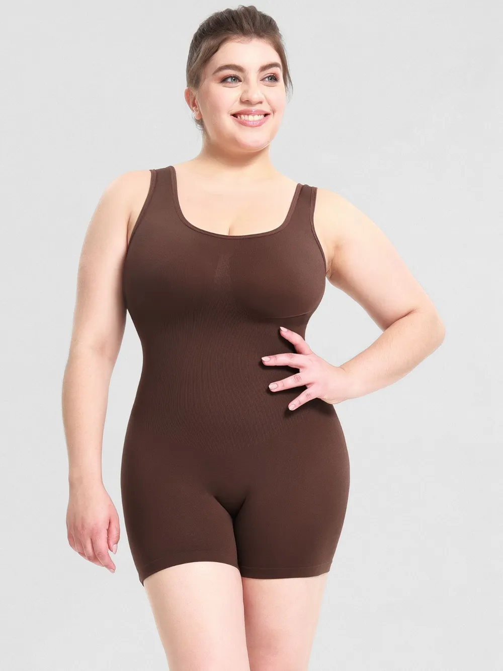 Scoop Neck Wide Strap Shaping Romper, image 6