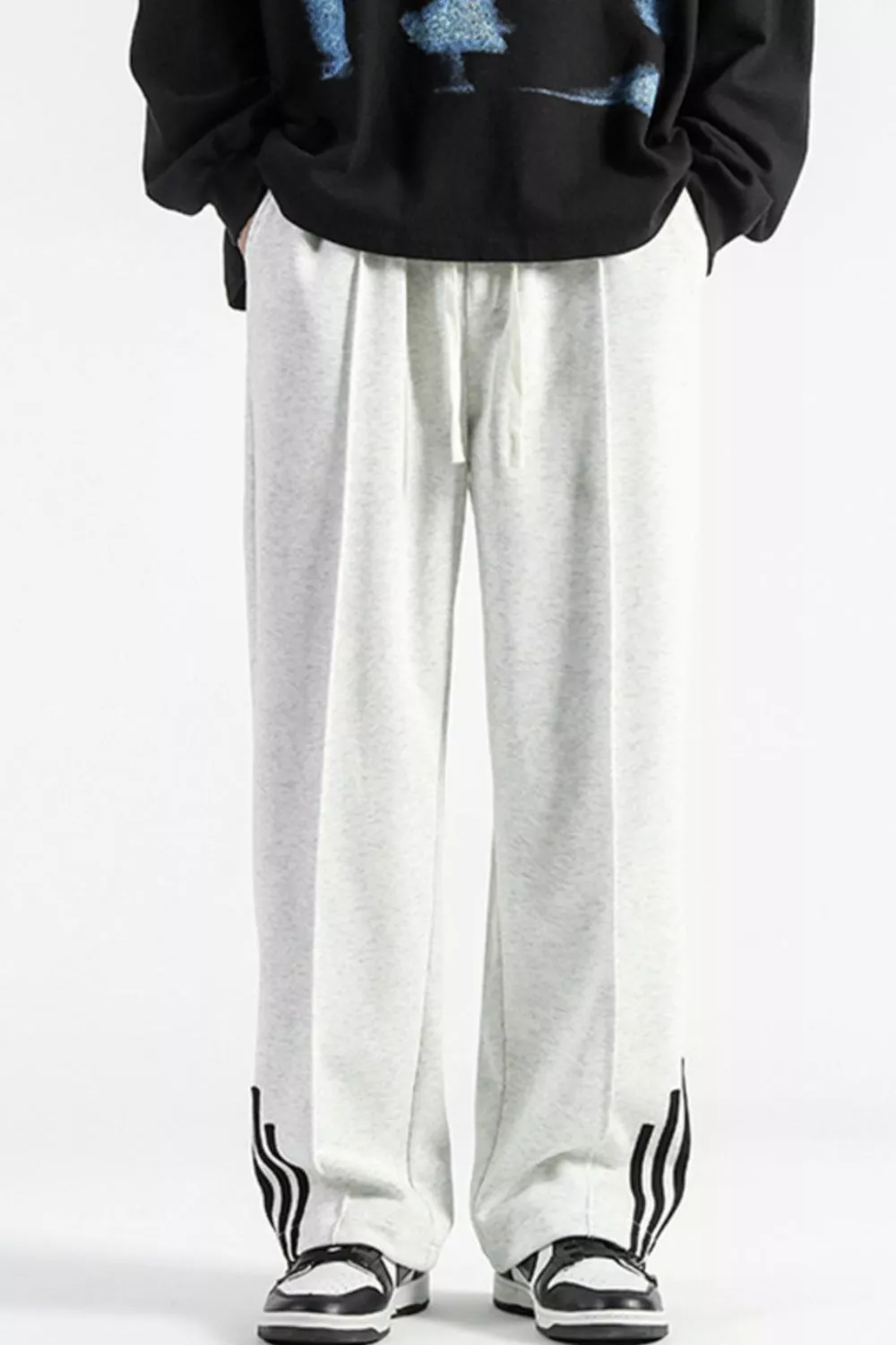 Men's Plus Size Casual Loose Fit Sweatpants with Striped Detail, image 2