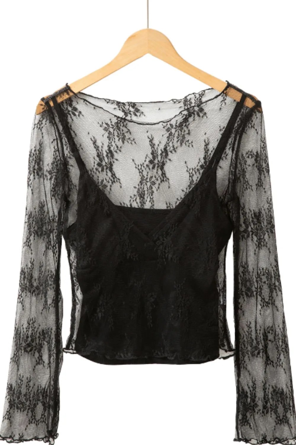 Surplice Cami and Lace Long Sleeve Cover Up Set, image 4